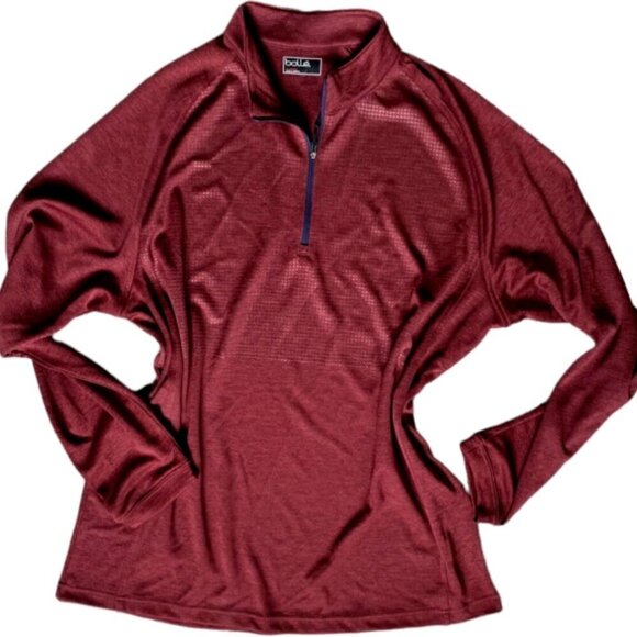Men's Bolle' Performance 1/4 Zip Long Sleeve Golf Shirt Sz XL  Burgundy Red 76T - Picture 3 of 7